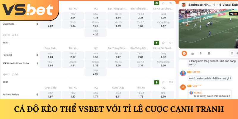 Cá độ kèo thể VSBET với tỉ lệ cược cạnh tranh