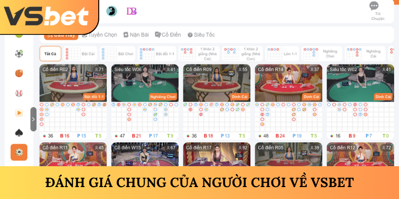 Đánh giá chung của người chơi về VSBET